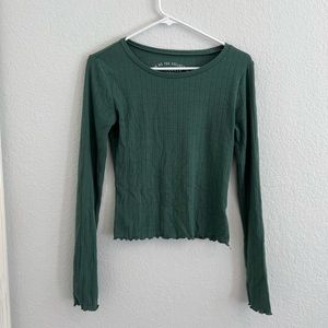 Green Ribbed Long Sleeve